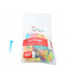 شوكة حلا كريستال ملونة من milli ميلي 100 شوكة - شد 100 ربطة